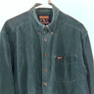 Vintage John Rich and Bros Green Chamois Worn Oversized Work Shirt L Woolrich